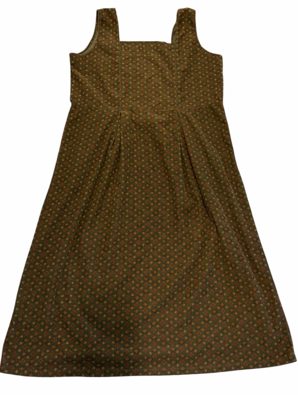 Vintage 90s Smith & Hawken XL Corduroy Maxi Dress Floral Made USA